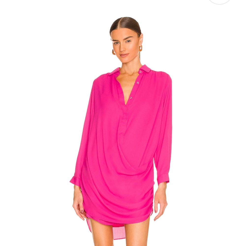 Krisa Drape Button Front Mini in Rosa - Picture 2 of 11